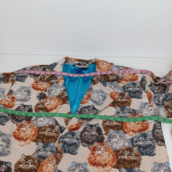 Dressed In Lala Libra Longline Jacquard Coat Size S M Cat In Precious Persians - Picture 12 of 15